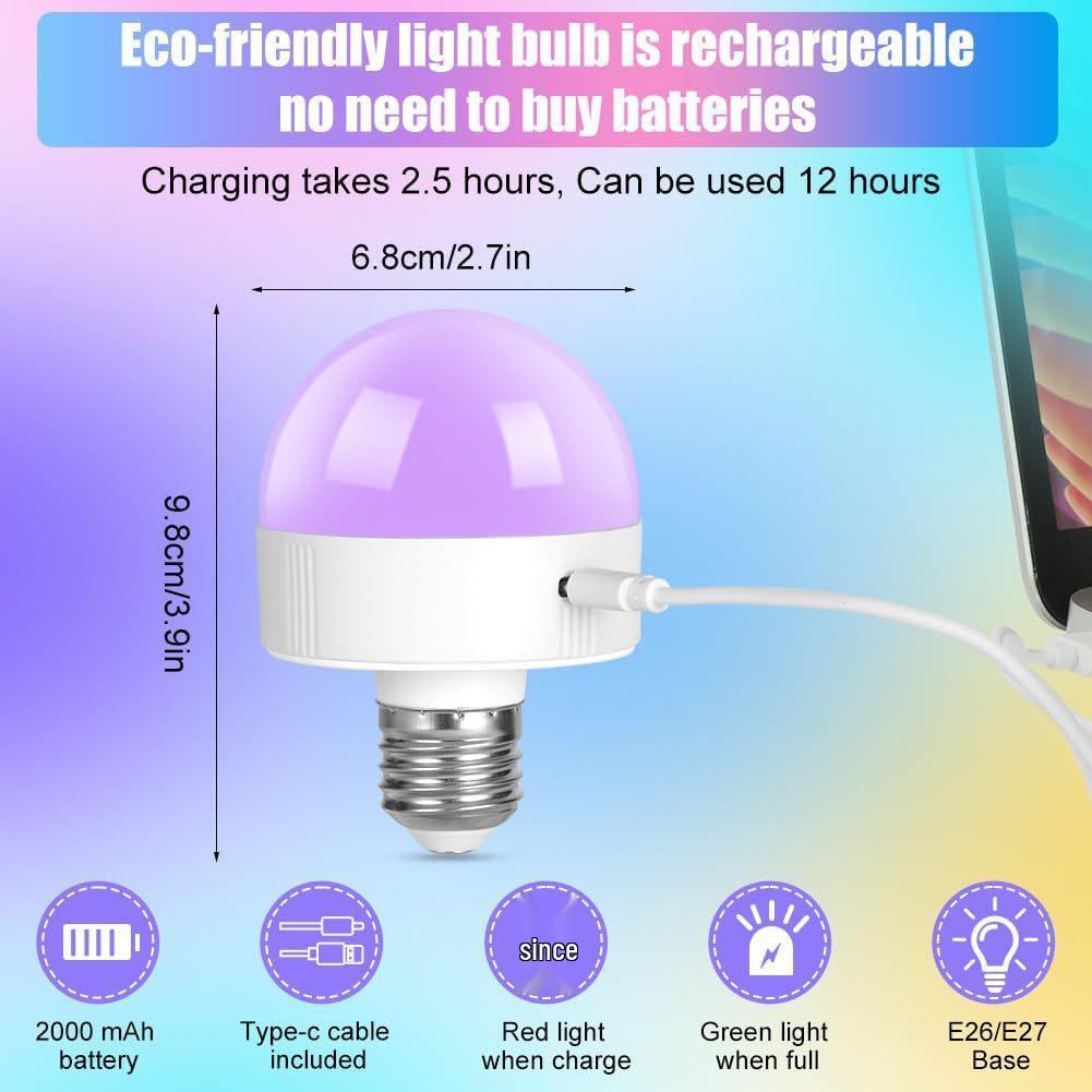 Rechargeable E27 Wireless Wall/Table Lamp with RGB & Three-Color Bulb, Remote & Touch Control