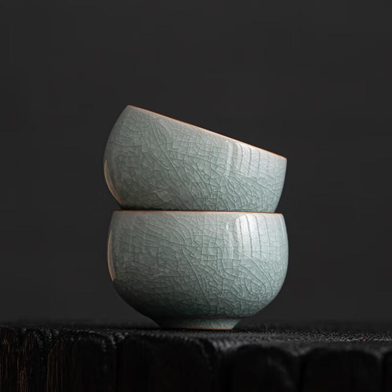 Su's Ceramics Ru Kiln Ice-Crack Glaze Zen Teacups (Set of 2)