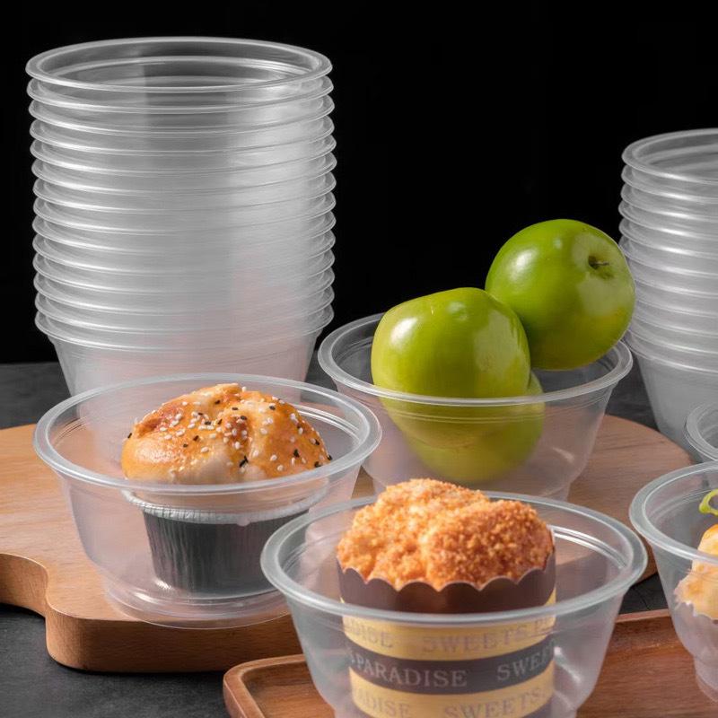 50 Pcs Disposable Transparent Heavy Duty Plastic Bowls For Ice Cream Dessert Fruit Salad Picnic Wedding Party Food Container