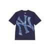 MLB Nautical Cashew Flower Solid Logo Printed Round Neck Short Sleeve T-Shirt Unisex T-Shirts Dark-Blue 3ATS53023-50NYD