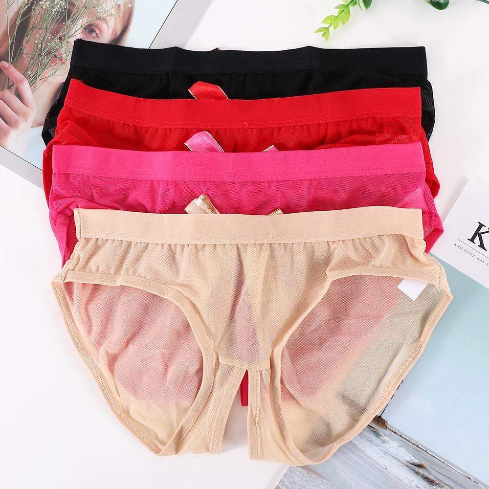 Women Seamless Mesh Panties Thongs Lingerie Briefs