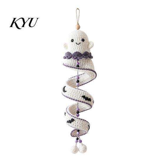 Handgefertigter Geister-Anhänger Zubehör DIY Häkelset, Geister-/Pinguin-/Hirsch-/Lebkuchenmann-/Kürbisform, Spiralmuster Bastelornament für Halloween Zuhause