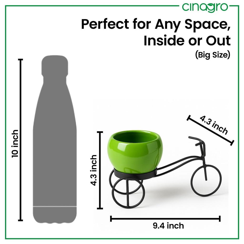Cycle-Shaped Metal Plant Stand for Indoor & Outdoor Use, Metal Cycle Flower Vase, Decorative Iron Planter Pot Holder for Flowers