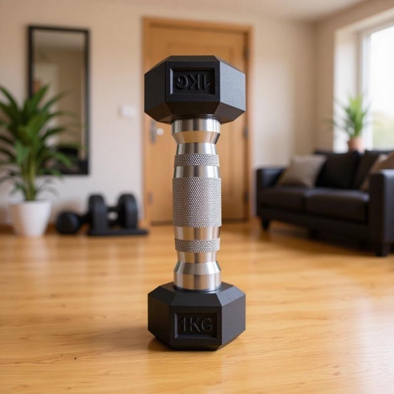 Hexagonal Rubber Coated Dumbbell for Home Gym Muscle Building, Cast Iron