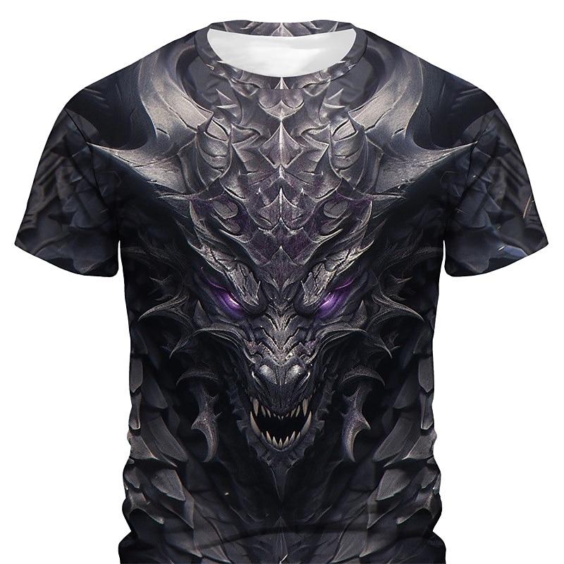Men s Graphic Dragon T Shirt Short Sleeve T shirt 3D Print Crew Neck Shirt Daily Designer Retro Vintage Sports Outdoor Holiday XL