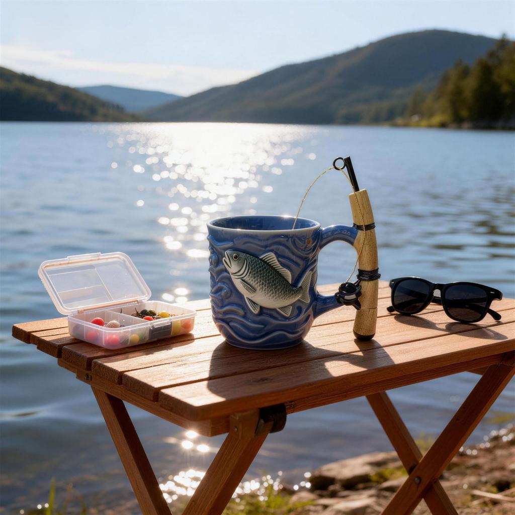 The Angler's Dream Ceramic Mug 3D Milk Coffee Cup Creative Breakfast Cups Fishing Enthusiast Birthday Gift