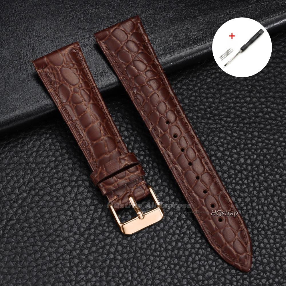 Fashion Leather Watch Strap 18mm 19mm 20mm 21mm 22mm Universal Bracelet for Men Women Business Crocodile Pattern Soft Wristband