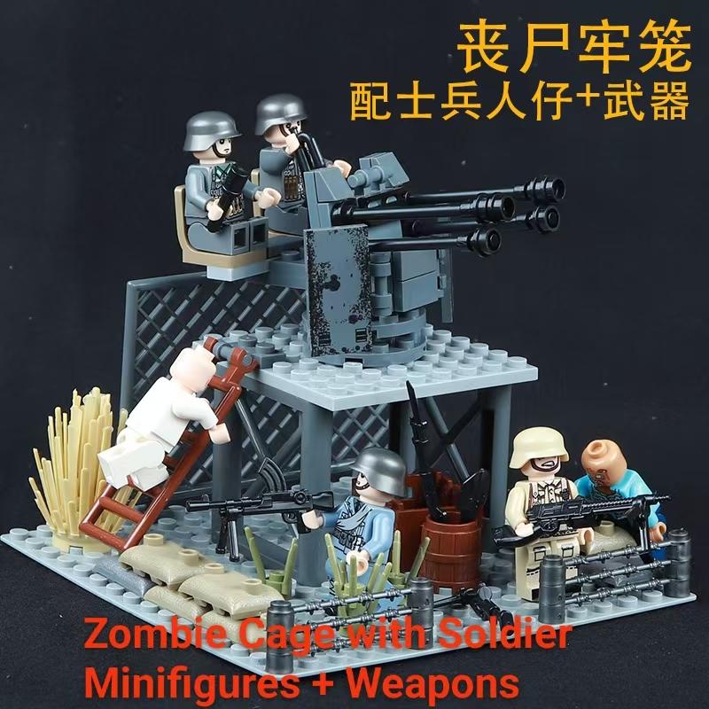 Compatible Military Base WWII Soldier Fortification Tower Patrol Soldier Assembly Toy for Boys