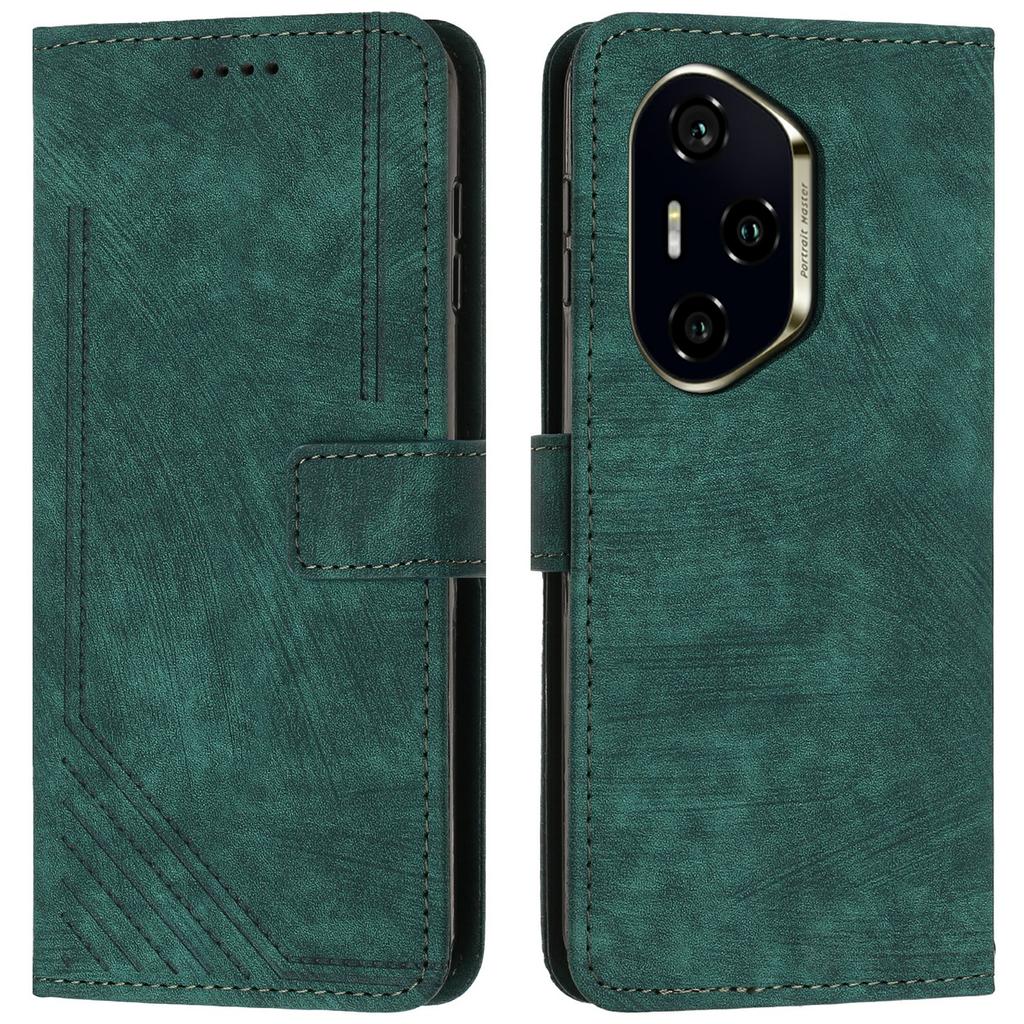 For Honor 300 Pro/300 Ultra Case Imprinted Lines Leather Phone Cover Folding Stand