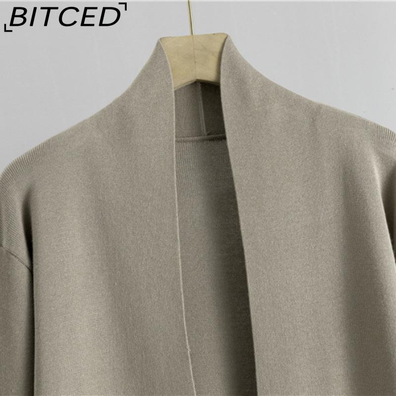 BITCED Spring and Autumn Laid-back Style Knitted Set, Sleeveless Vest, Sweater, Cardigan and Trousers, Three-piece Set