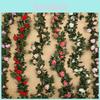 25m Artificial Rose Leaf Garland Silk Flower Vine Ivy Wedding Garden Home Decor