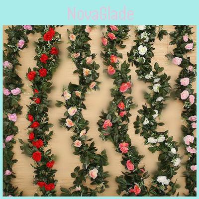 25m Artificial Rose Leaf Garland Silk Flower Vine Ivy Wedding Garden Home Decor