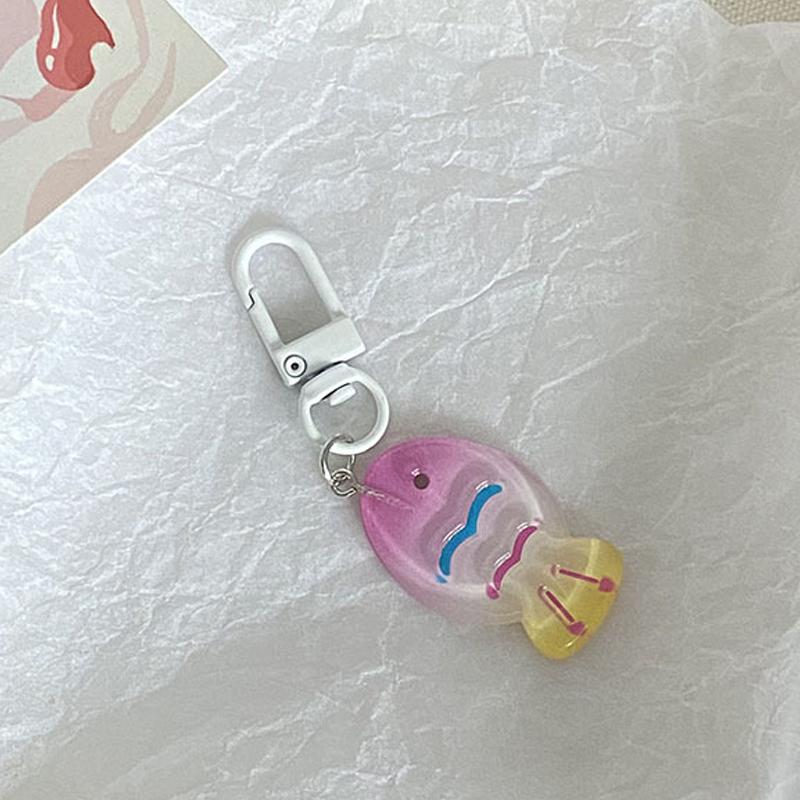 Ice Transparent Colorful Fish Keychain Gift Kawaii Lanyard Trinket