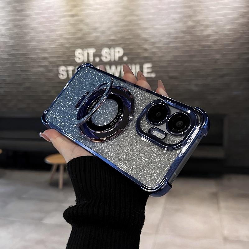 Luxury Glitter Holder Phone Case For Xiaomi POCO F7 X7 F6 X6 Pro M6 4G 5G F5 X5 F3 Luxury Plating Shockproof Soft Cover