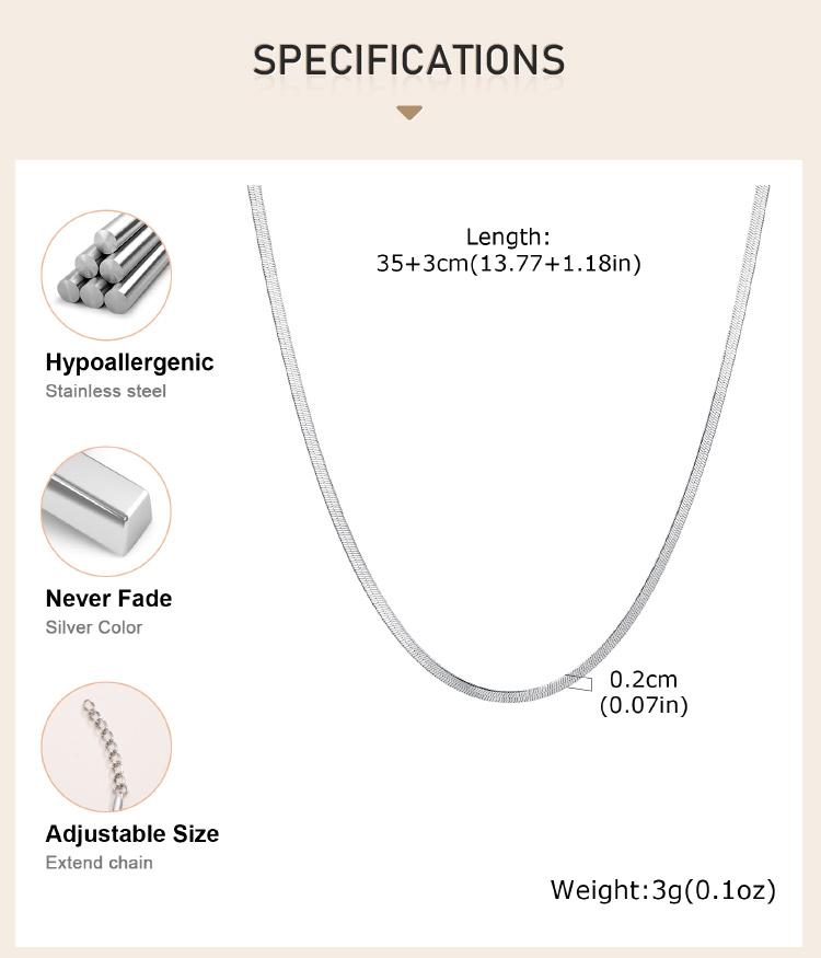 Silver-Color Snake Chain Choker Necklace Women, Tarnish-resistant Stainless Steel Chain Herringbone Necklace Minimalist Jewelry
