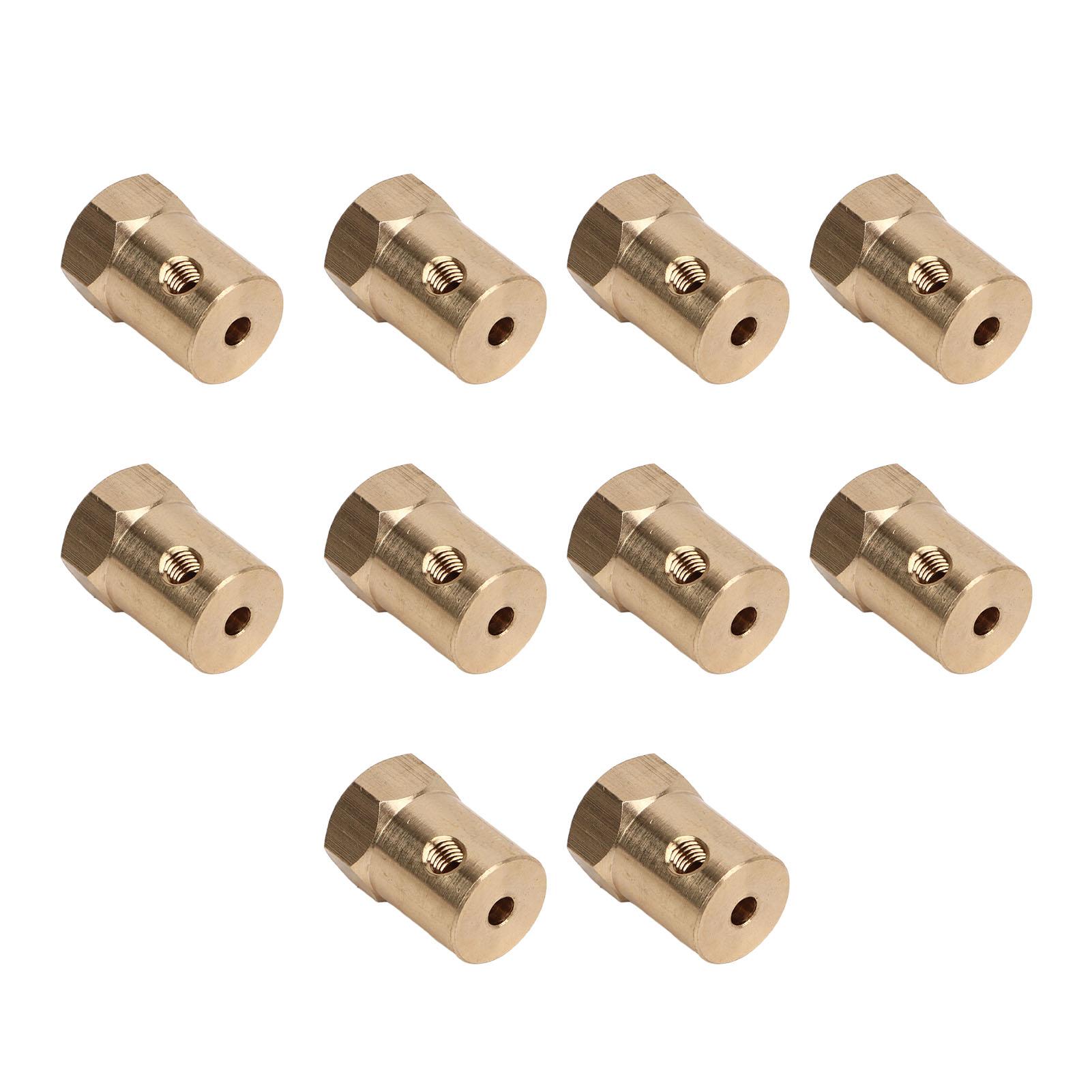 

10Pcs Motor Flexible Coupling Brass Hex Coupler Connector for RC Car Wheels Tires Shaft Accessories 3mm ID