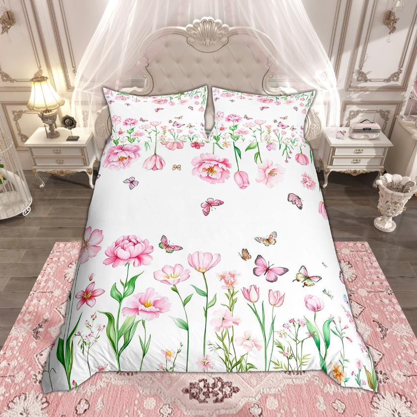 Comforter Homewish Chic Butterfly For Girls Flower Floral Bedding Set Animal Wildlife Set