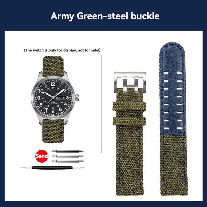 

Universal Nylon canvas Strap For Hamilton H68201963 H68201943 H760250 H77616533 70605963 Leather Watch band bracelet 20 22mm 20mm