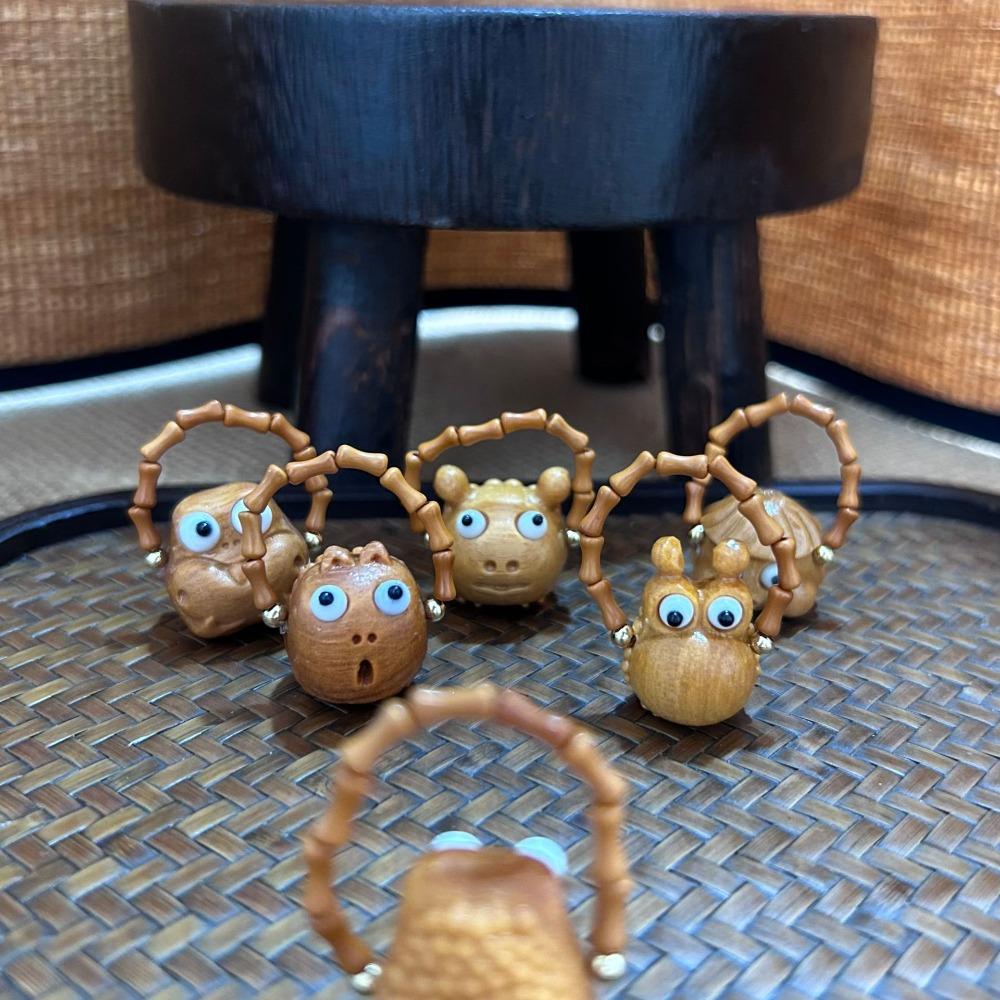 Ghost Funny Ring Adjustable Wood Beaded Rings Creative Sandalwood Ring  Unisex