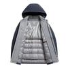 Doudoune Homme Business Casual Tissu Soie Lait Démontable Doudoune Mi-longue à Capuche