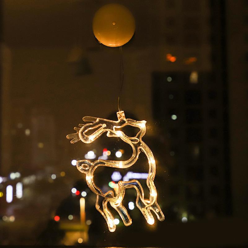 LED Reindeer Santa Suction Cup Lights for Living Room, Shop Window, or Christmas Tree - Creative Colored Decorations