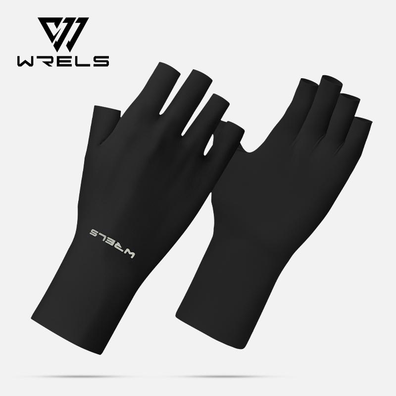 

WRELS Sunscreen Protection Fingerless Long Gloves Casual Elastic Anti-UV Half Finger Gloves Cool Thin Short Cycling Mittens