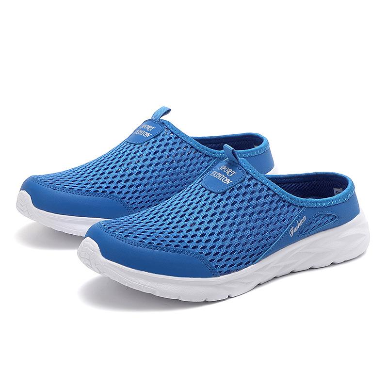 Herren Sommer Mesh Herrenschuhe große Größe 47 atmungsaktive Meshschuhe ein Pedal weiche Sohle leicht großes Mesh halbe Pantoletten Lazy Stoffschuhe