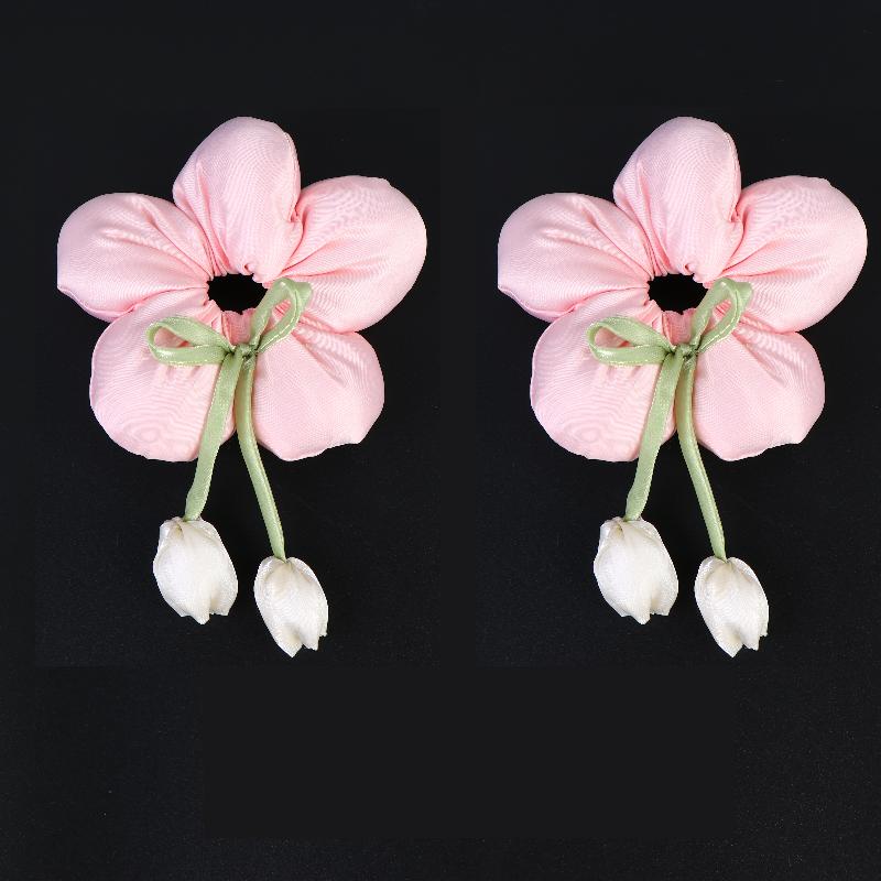 Cute Candy Color Flower Hair Tie Scrunchie Soft Fabric Elastic Ponytail Holder Lovely Hair Accessories For Girls Women Gift