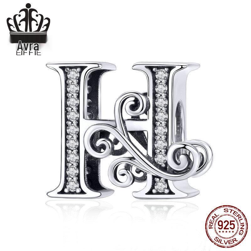 Avle 925 Sterling Silver English Letter Beaded Bracelet Beads