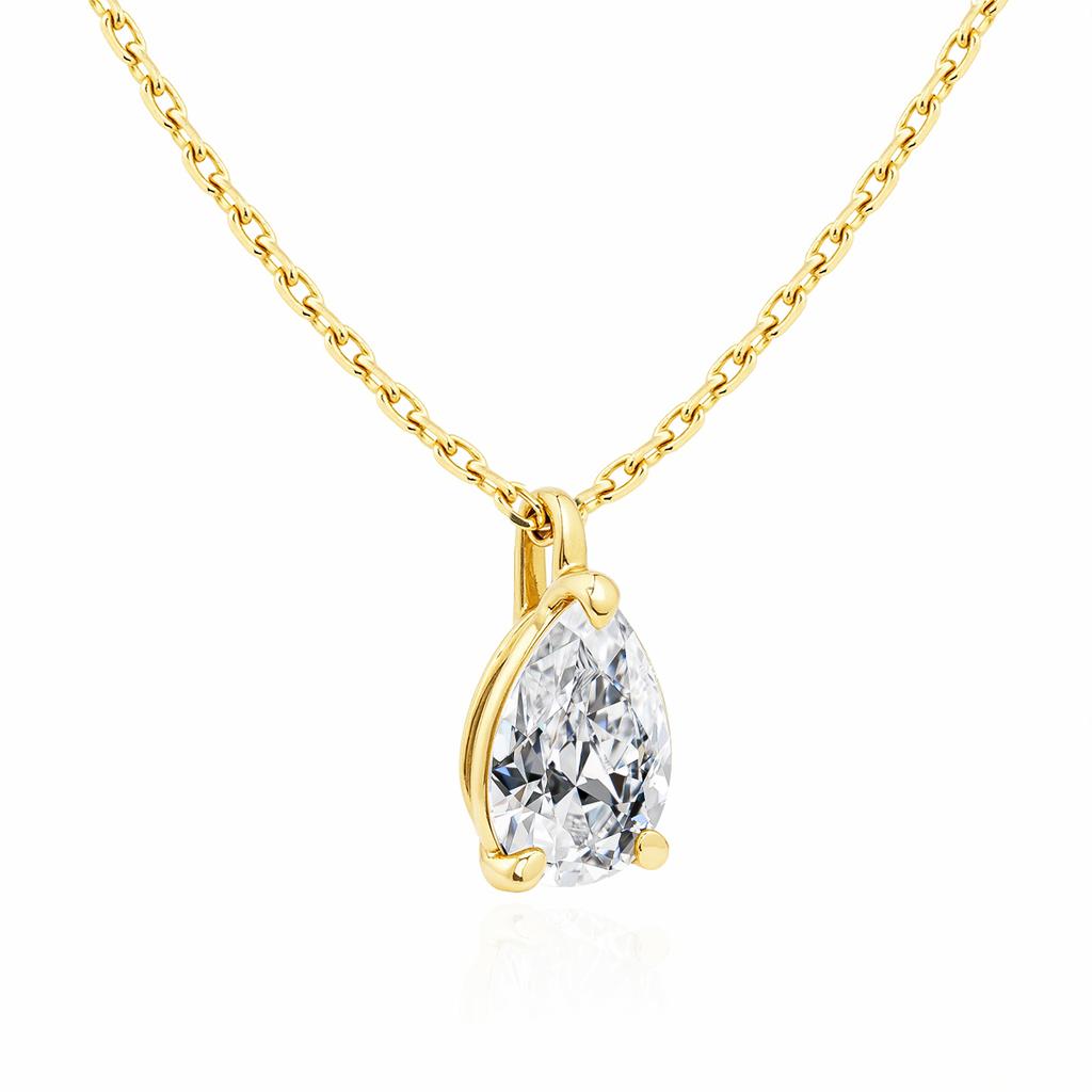 Gold Pear Cut Moissanite Diamond Necklaces for Women Solitaire Pendant Wedding Jewelry Certified
