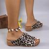 Öppen tå Kvinnors Kilklack Sommar Mode Leopardmönster Andningsbara Bekväma Sandaler Dam Skor
