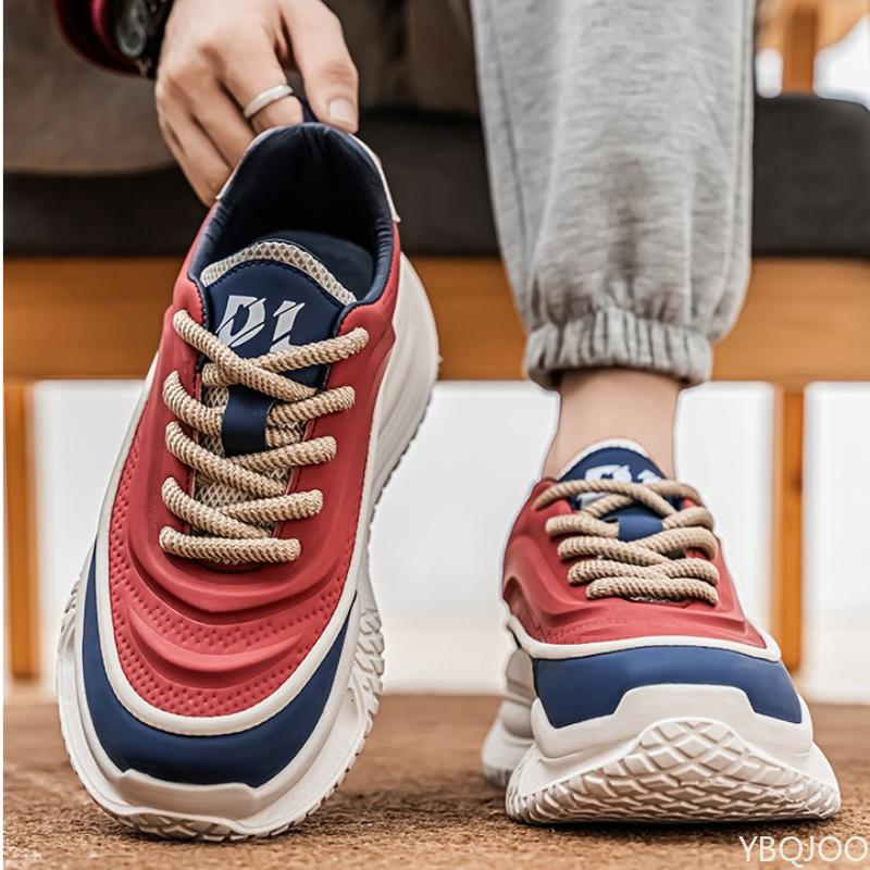autumn spring thick soled height increasing shoes versatile color blocking personalized casual simple comfortable men's shoes