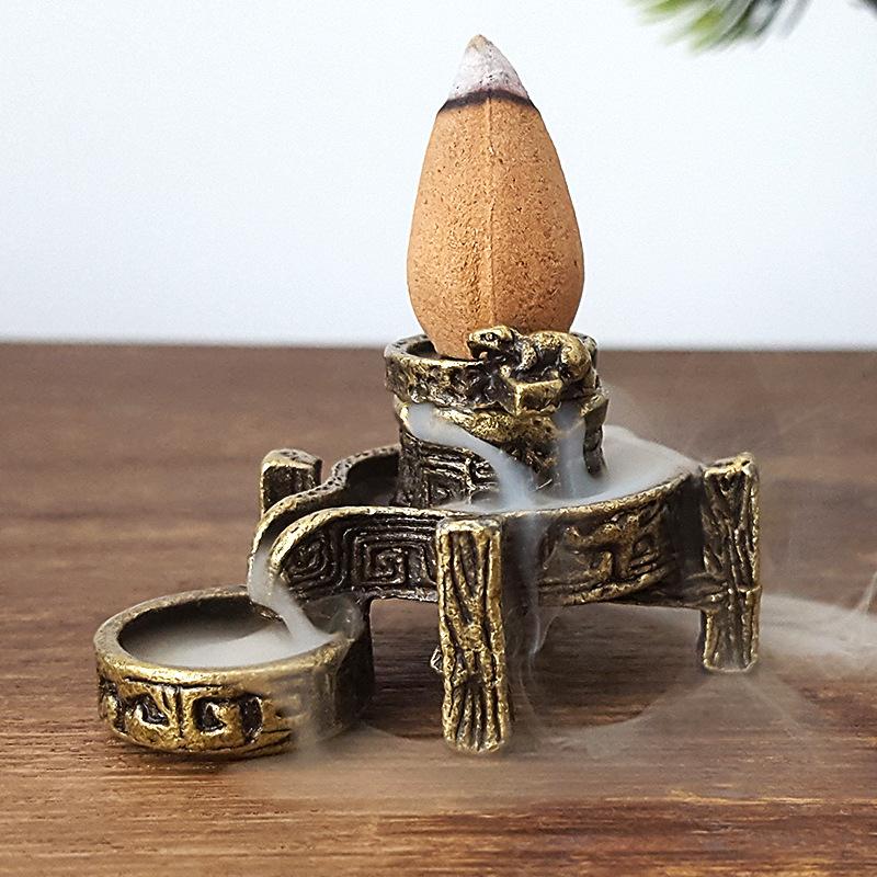 Metal Backflow Incense Holder Waterfall Incense Burner Household Mini Tower Incense Holder Tea Ceremony Antique Small Ornaments