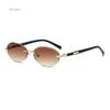 Trendy Rimless Oval Sunglasses Stylish Gradient Lens Outdoor Shades Luxury  Frameless Small Black Vintage Sun Glasses
