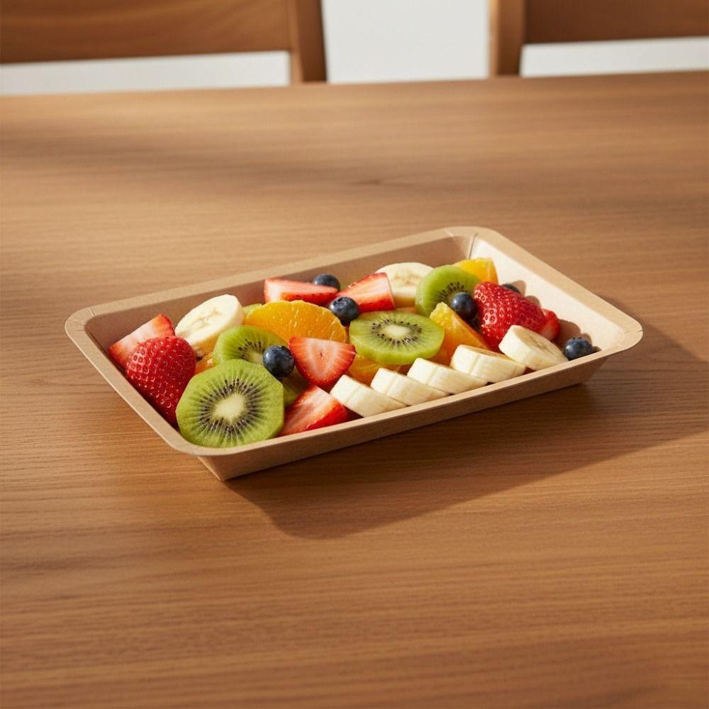 50PCS Waterproof Disposable Kraft Paper Food Plate Oil Proof Snack Tray Picnic