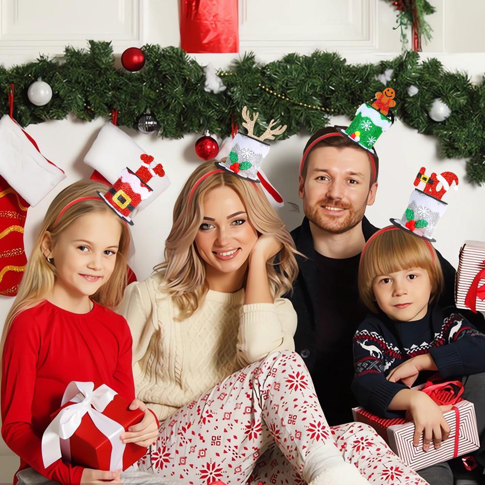 Playful Green Red Silver Christmas Headbands For Kids With Fun Replacement Tags Included