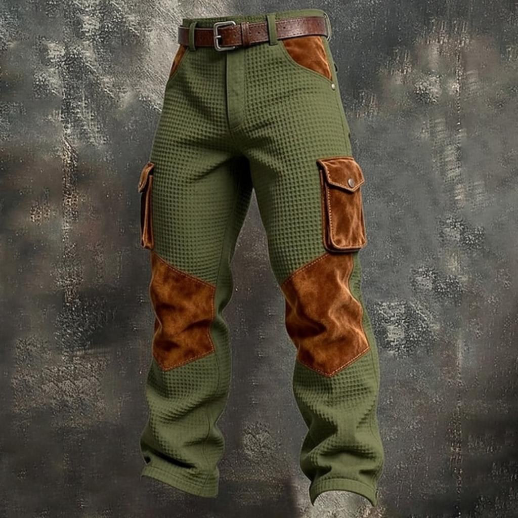 Men's Casual Retro Multi-pocket Cargo Pants And Men's Color-block Trousers