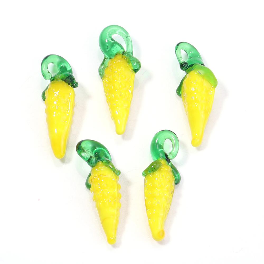 5pcs/lot Vegetables Fruit Glass Charms Pendant Lemon Watermelon Eggplant Grape Pendants For DIY Jewelry Making Necklace Earrings