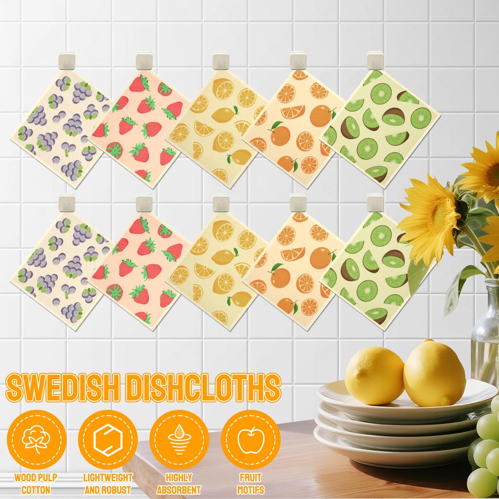 10Pcs Kitchen Dish Towels Reusable Kitchen Dish Towels Absorbent Dish Rags Non Scratch Swedish Kitchen Towel for Washing Dishes