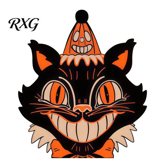 Artistic Home Office Decor Halloween Wooden Ornaments, Distressed Pumpkin/Cat Decorations, Desktop & Wall Modern Retro Desk Display Decors for Autumn