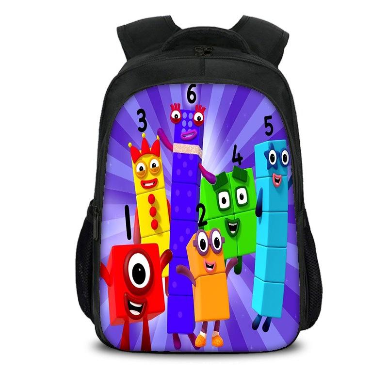 Plecak dla dzieci chłopców dziewcząt Numberblocks Torba szkolna Plecak podróżny Duża pojemność Wytrzymały materiał nylonowy Przestronna pojemność 20 l Wiele przegródek