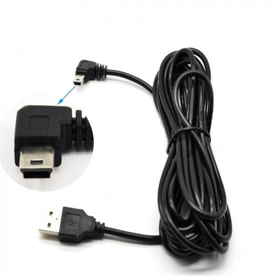 3.5m DVR Power Cable Charger Adapter For Dash Cam Output 5V / 2A Mini Left Bend