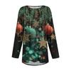 Women's Fashionable Casual Long Sleeved Plus Size  Print Top Plus Size Floral Print Top