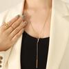 18K Gold Plated Geometric 'Y' Clavicle Chain Necklace, European & American Punk Style, Stainless Steel