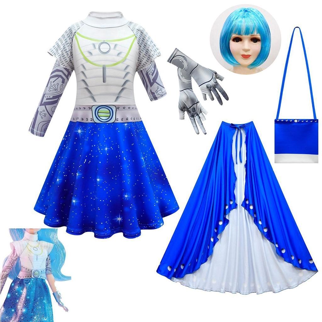 Halloween Role Zombie3 Play Children Girls Dresses Wigs Cape Sets Costumes Party