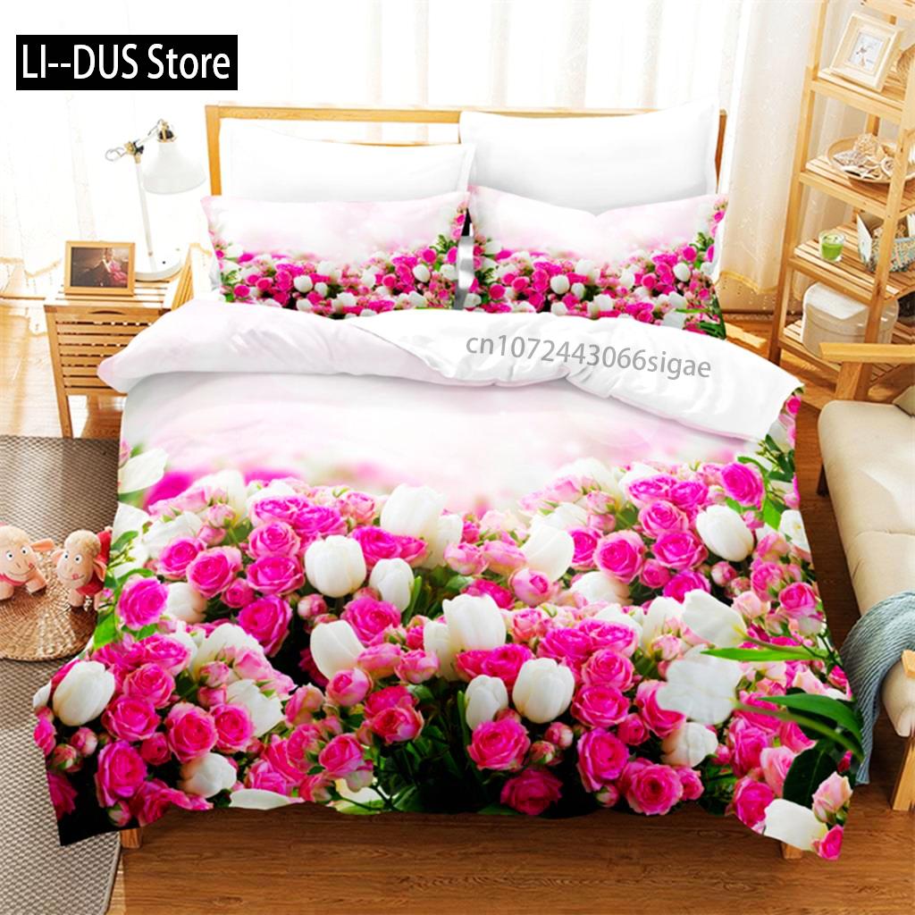 Beautiful Flowers Bedding Set Duvet Cover Set 3d Bedding Digital Printing Queen Size Bedding Sets Fashion Design
