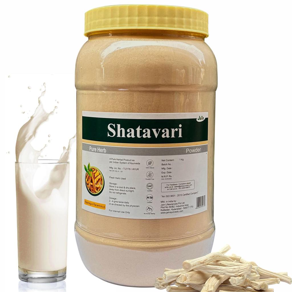 Poudre de Shatavari Jain biologique 1 kg | Complément Herboral Ayurvédique Pur pour le Bien-être Féminin | Soutient la Santé Reproductive, l'Équilibre Menstruel | Fer