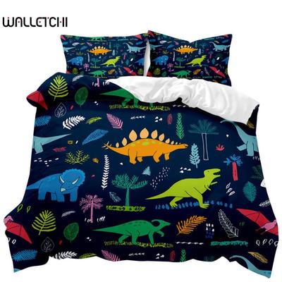 Dinosaur Duvet Cover Set Tropical Cartoon Dinosaur Twin Bedding Set for Kids Teens Double Queen King Size Polyester Quilt Cover