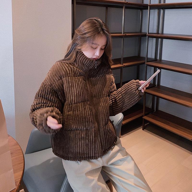 Loose Down Cotton-padded Clothes Women's New Winter Clothes Short Cotton-padded Jackets Corduroy Bread Clothes Winter Coats