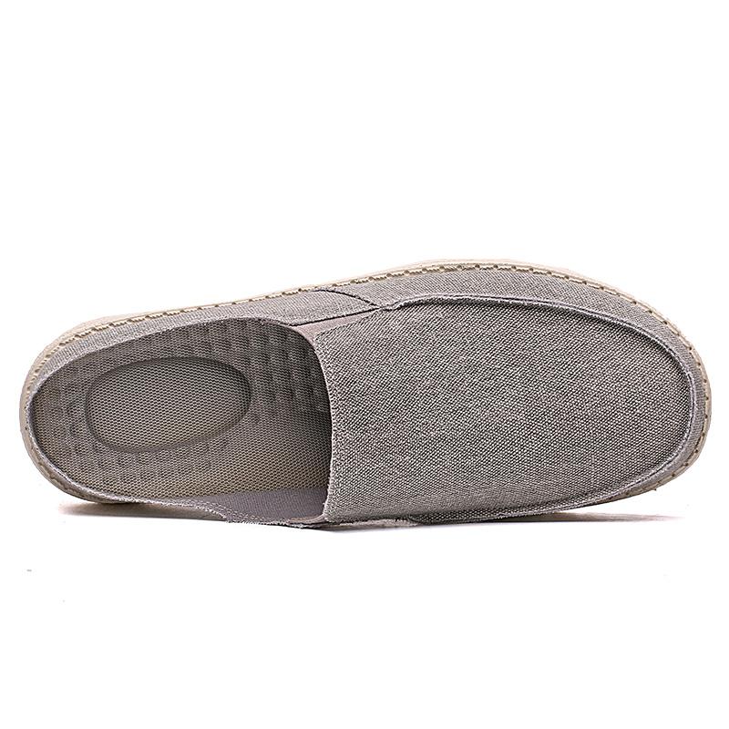 Men Khaki Sandals Slip On Slippers Casual Canvas Shoes Summer Blue Cloth Shoes for Farther Plus Size Lightweight